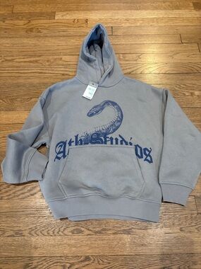 Boys Primark Grey Hoodie with Navy Snake Graphic